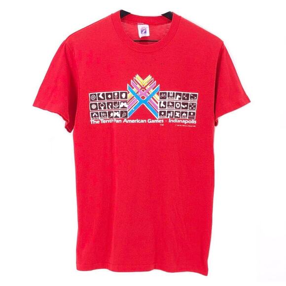 80s Pan American Games Indianapolis graphic tshirt 1980s vintage - Picture 1 of 4